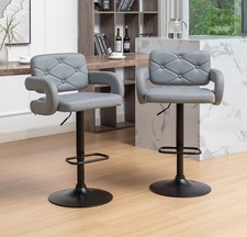 2 GREY BAR STOOLS PLUSH SEAT