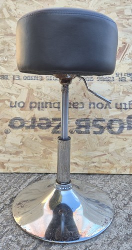 Round black vinyl upholstered - black,