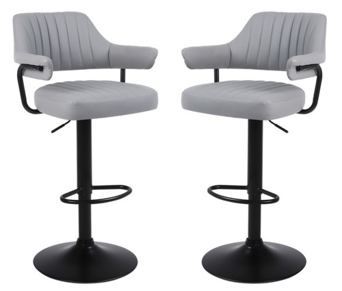 Grey plush bar stools - 2,