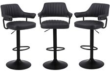 3 X PLUSH BLACK BAR STOOLS